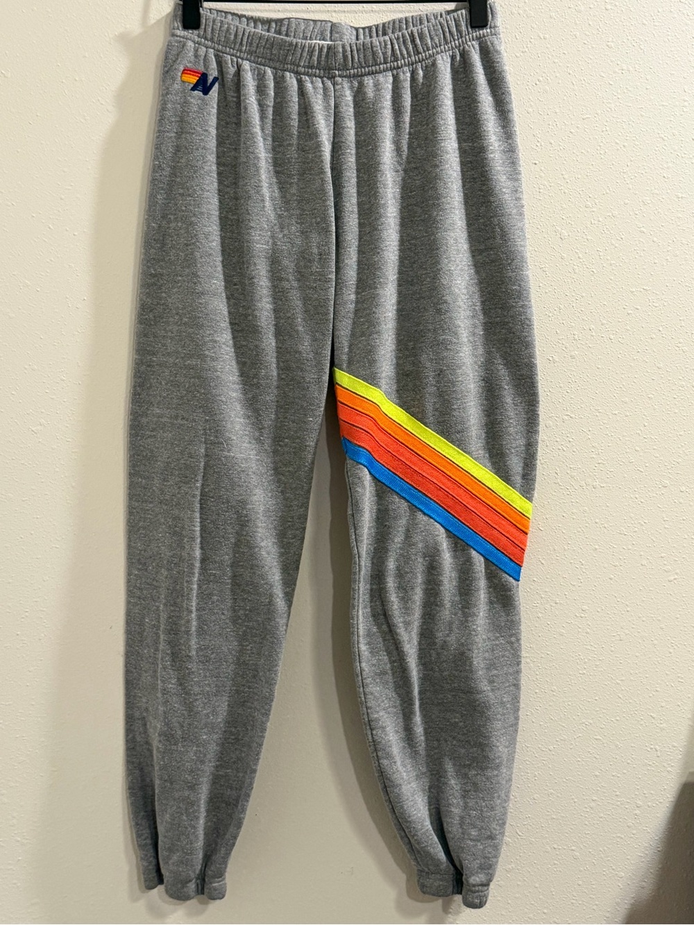 Aviator Nation Size Small Gray 5 Striped Jogger Sweatpants Athleisure Comfort